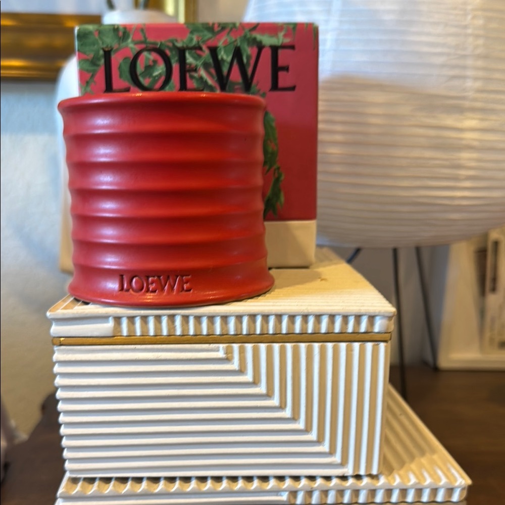 LOEWE Tomato Leaves Empty Candle Holder w Box  Container 5.8 oz size Ter…